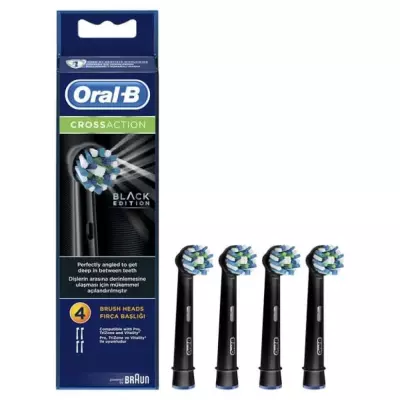 سری یدک مسواک برقی اورال-بی CrossAction بسته 4 عددی مشکی